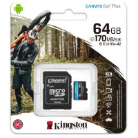 Card memorie Kingston Canvas GO! Plus, MicroSD, 64 GB, Clasa 10